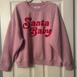 Grayson Threads Pink Santa Baby textured crewneck sweatshirt XL